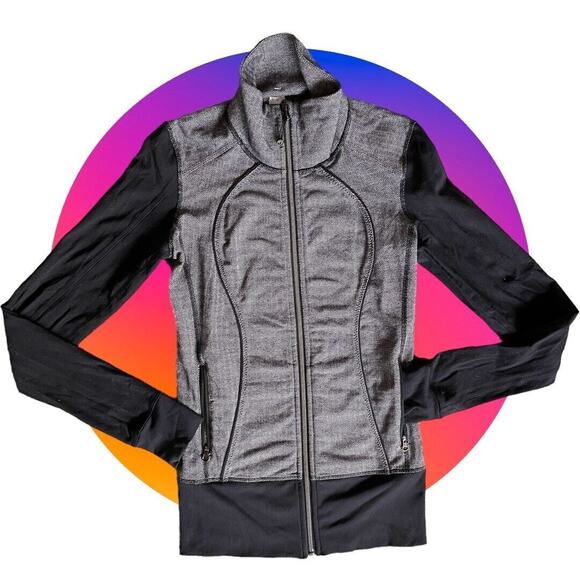 Lululemon Women’s Asana herringbone zip up jacket Gray/ Black Size S - Picture 3 of 15